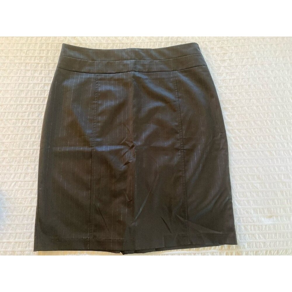 Vintage Wet Seal A Line Skirt Black Silver Pinstripe Women's Size L Career EUC